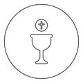 Corpus christi holy communion icon in circle round black color vector illustration image outline contour line thin style