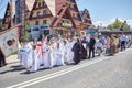 Corpus Christi religious procession through a main street of Bialka Tatrzanska.