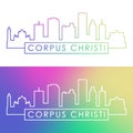 Corpus Christi skyline. Colorful linear style.