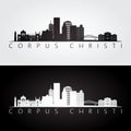 Corpus Christi usa skyline and landmarks silhouette, black and white design