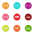 Corral icons set, flat style