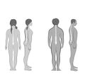 Correct alignment of human body in standing posture for good personality and healthy of spine and bone. Health care and medical il