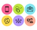 Correct answer, Computer mouse and Smartphone icons set. Search, Reject mail and Repairman signs. Vector