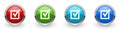 Correct, check box silver metallic glossy icons, set of modern design buttons for web, internet and mobile applications in four