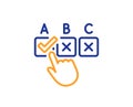 Correct checkbox line icon. Select answer sign. Vector