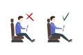 Correct and Incorrect Driving Position Flat Set. Vector Royalty Free Stock Photo
