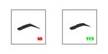 Correct and incorrect eyebrow design in square brackets Royalty Free Stock Photo