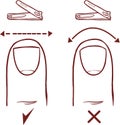 Correct and incorrect fingernail cut Royalty Free Stock Photo