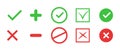 Correct and incorrect icons. True and false signs. Vector