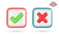 Correct and incorrect signs, right and wrong mark icons. Checkmark buttons with green tick and red cross symbols Royalty Free Stock Photo