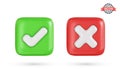 Correct and incorrect signs, right and wrong mark icons. Green and red checkmark buttons with tick and cross symbols Royalty Free Stock Photo