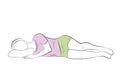 Correct and incorrect sleeping position on her side. vector illustration. Royalty Free Stock Photo