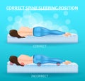 Correct Spine Sleeping Position Vector Banner