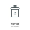 Correct outline vector icon. Thin line black correct icon, flat vector simple element illustration from editable user interface Royalty Free Stock Photo