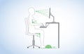 Correct posture and body angle in sitting working Royalty Free Stock Photo