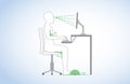 Correct posture and body angle in sitting working Royalty Free Stock Photo