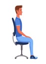 Correct sitting position. Good sitting posture. Vector illustration in flat style isolated for white background Royalty Free Stock Photo