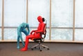 Correct sitting position on office armchair training