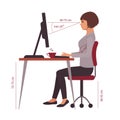 Correct sitting position, office desk posture Royalty Free Stock Photo