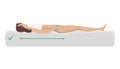 Correct sleeping body posture. Healthy sleeping position spine on orthopedic mattress and pillow. Caring for health of