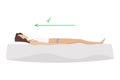 Correct sleeping body posture. Healthy sleeping position spine on orthopedic mattress and pillow. Caring for health of Royalty Free Stock Photo