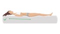 Correct sleeping body posture. Healthy sleeping position spine on orthopedic mattress and pillow. Caring for health of Royalty Free Stock Photo