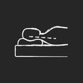 Correct sleeping position chalk white icon on black background Royalty Free Stock Photo