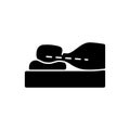 Correct sleeping position for reducing neck pain black glyph icon