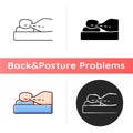 Correct sleeping position for reducing neck pain icon Royalty Free Stock Photo