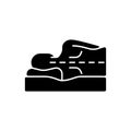 Correct sleeping position for spinal health black glyph icon