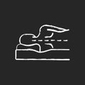 Correct sleeping position for spinal health chalk white icon on black background Royalty Free Stock Photo