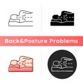 Correct sleeping position for spinal health icon Royalty Free Stock Photo