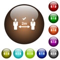 Correct social distancing color glass buttons