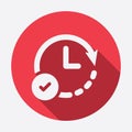 Correct time icon. Clock icon with check sign. Clock icon and approved, confirm, done, tick, completed symbol. Vector icon