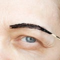 Correction of eyebrows and modeling at home, eyebrow coloring henna tattooing, permanent makeup Royalty Free Stock Photo