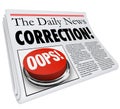 Correction Newspaper Error Mistake Reporting Fix Revision Royalty Free Stock Photo