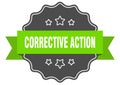 corrective action label. corrective action isolated seal. sticker. sign