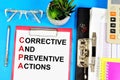 Corrective and preventive actions. A text label in the planning folder.