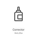 corrector icon vector from work office collection. Thin line corrector outline icon vector illustration. Linear symbol for use on Royalty Free Stock Photo