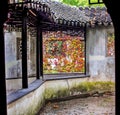 Corredor Window Fall Leaves Garden Humble Administrator Suzhou China Royalty Free Stock Photo