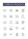 Correspondence line vector icons and signs. Exchange, Communications, Mail, Emails, Notes, Replies, Reports, Inquiries Royalty Free Stock Photo
