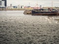 Corrib river Galway city, Old fishing boat. Royalty Free Stock Photo