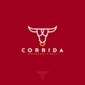 Corrida logo. Logo steak house. Meat restaurant emblems.