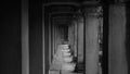 Corridor Angkor Wat in the black and white