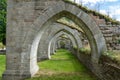 Corridor of arches from a ruin of a medieval cloister