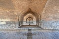 Corridor between the brick walls under the old bridge Royalty Free Stock Photo