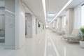 Corridor in the clinic with waiting areas for patients with an office for a doctor