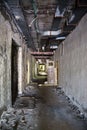 Corridor in a collapsed house Royalty Free Stock Photo