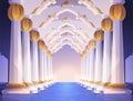 Corridor with columns and arches in palace Royalty Free Stock Photo