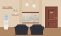 Corridor with cute fish tank.Aquarium with fish as design element for interior of sitting room,office,waiting area for visitors, Royalty Free Stock Photo